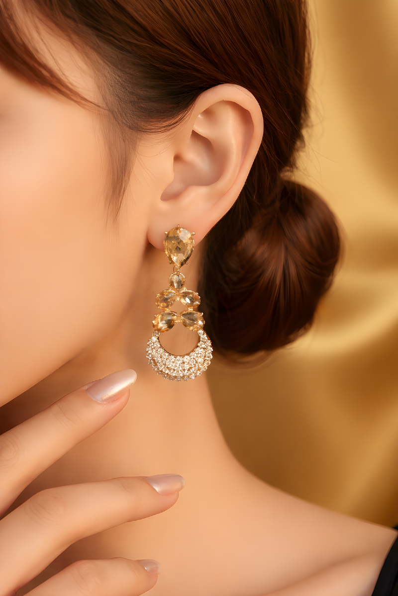NNED013 ZYN Moon & Tear Drop Earrings