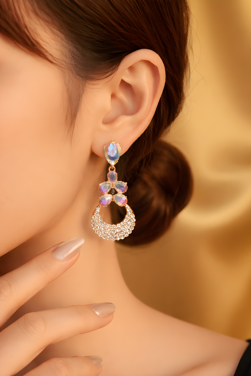 NNED013 ZYN Moon & Tear Drop Earrings