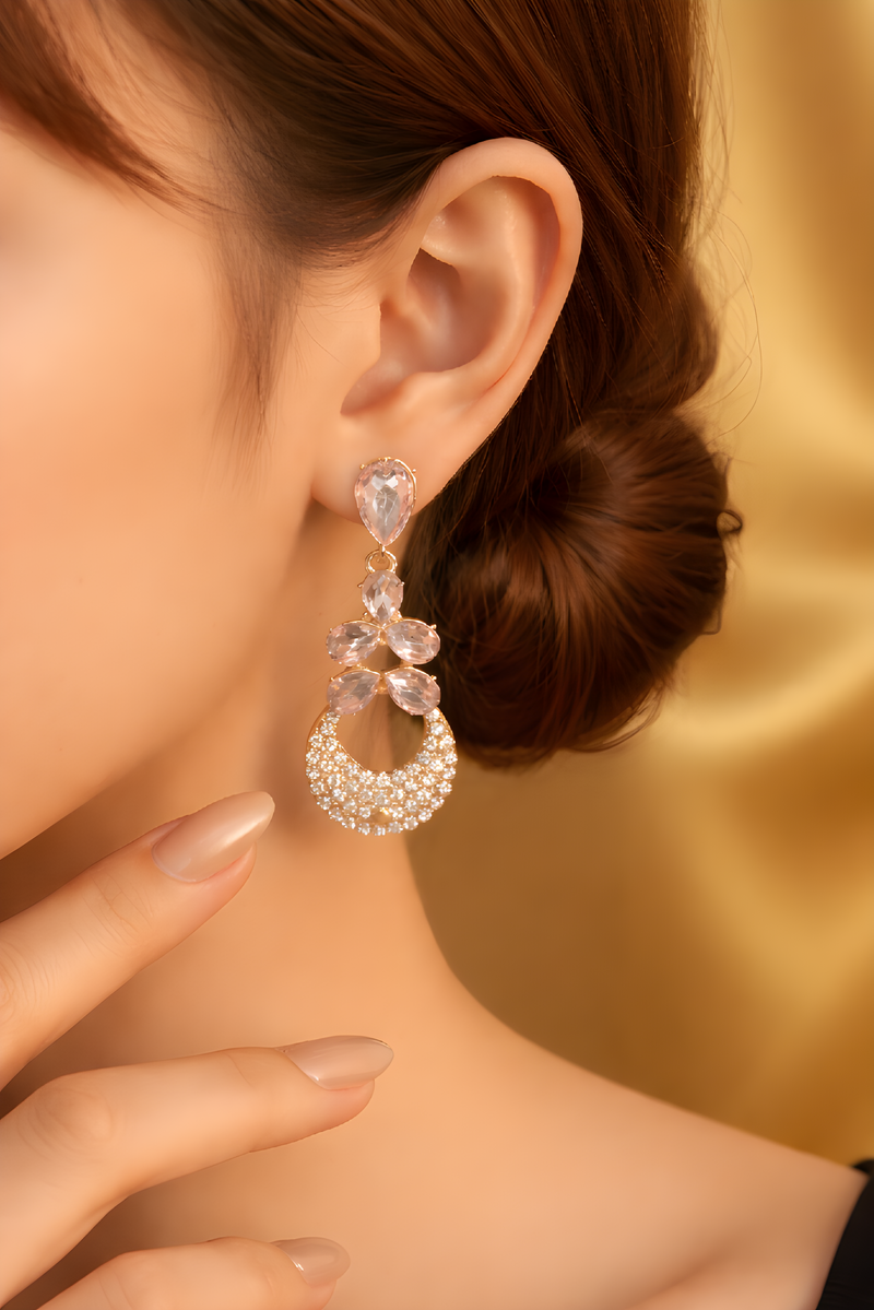 NNED013 ZYN Moon & Tear Drop Earrings