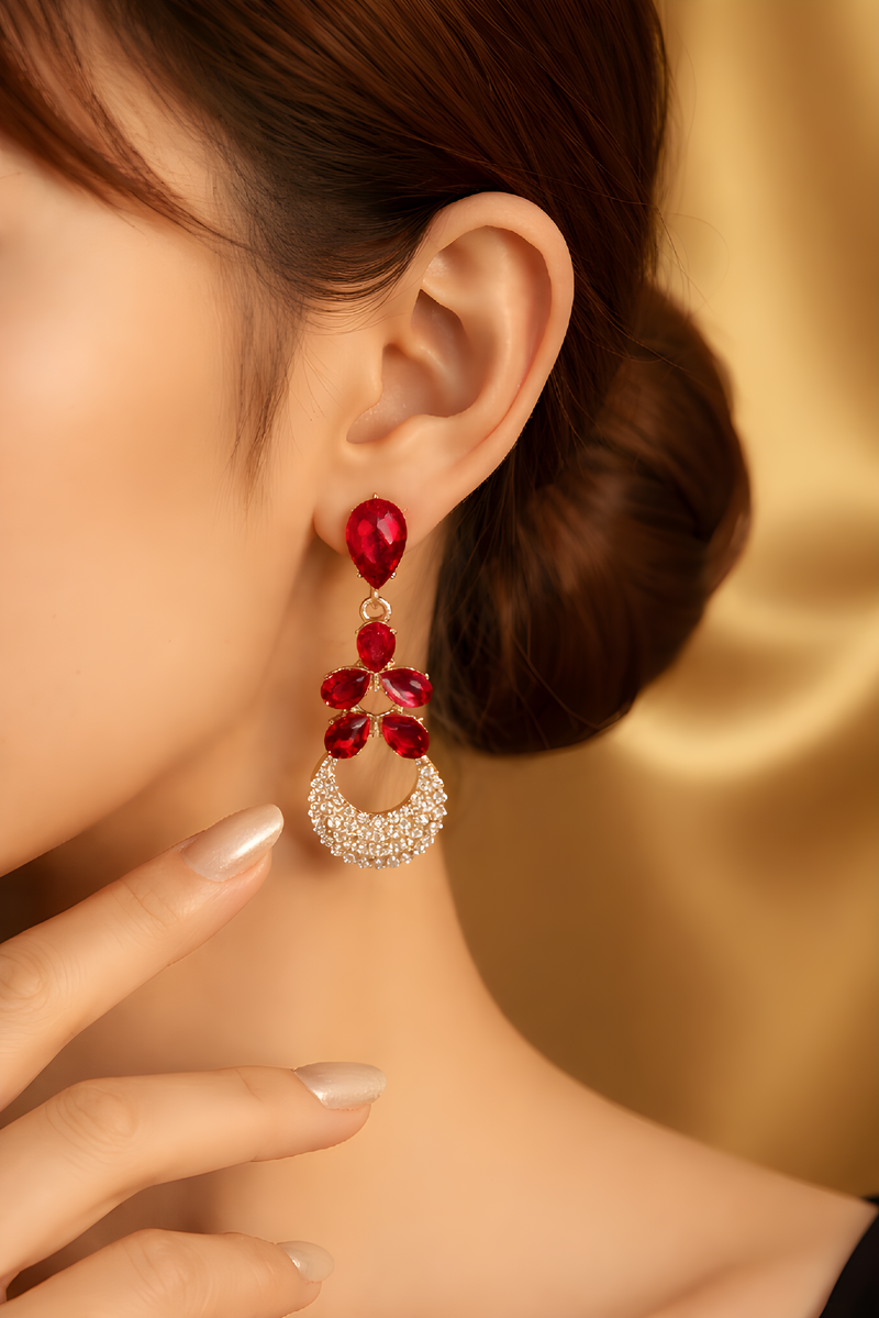 NNED013 ZYN Moon & Tear Drop Earrings