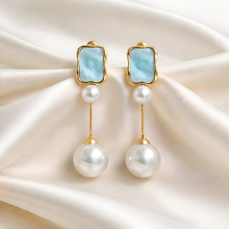 NNED017 ZYN Frame & Pearl Drop Earrings