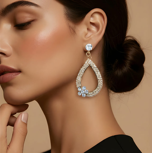 NNED018 ZYN Layer & Flower Drop Earrings