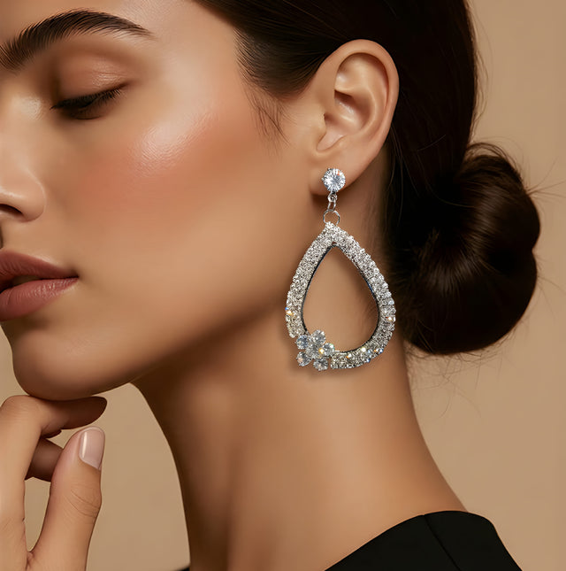 NNED018 ZYN Layer & Flower Drop Earrings