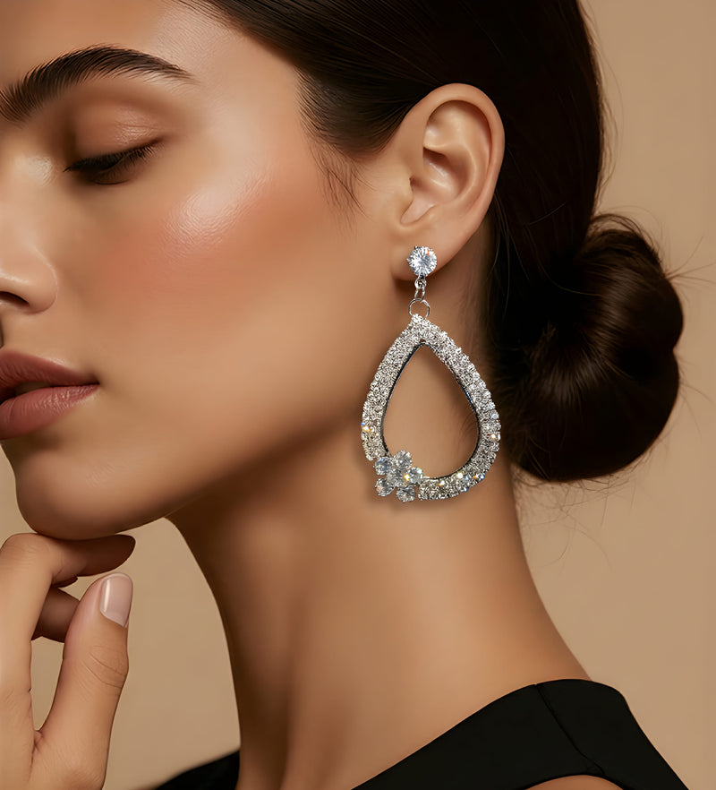 NNED018 ZYN Layer & Flower Drop Earrings