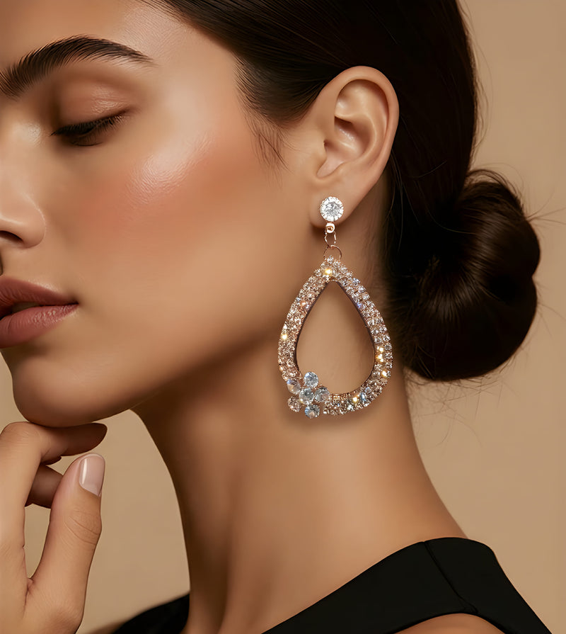 NNED018 ZYN Layer & Flower Drop Earrings