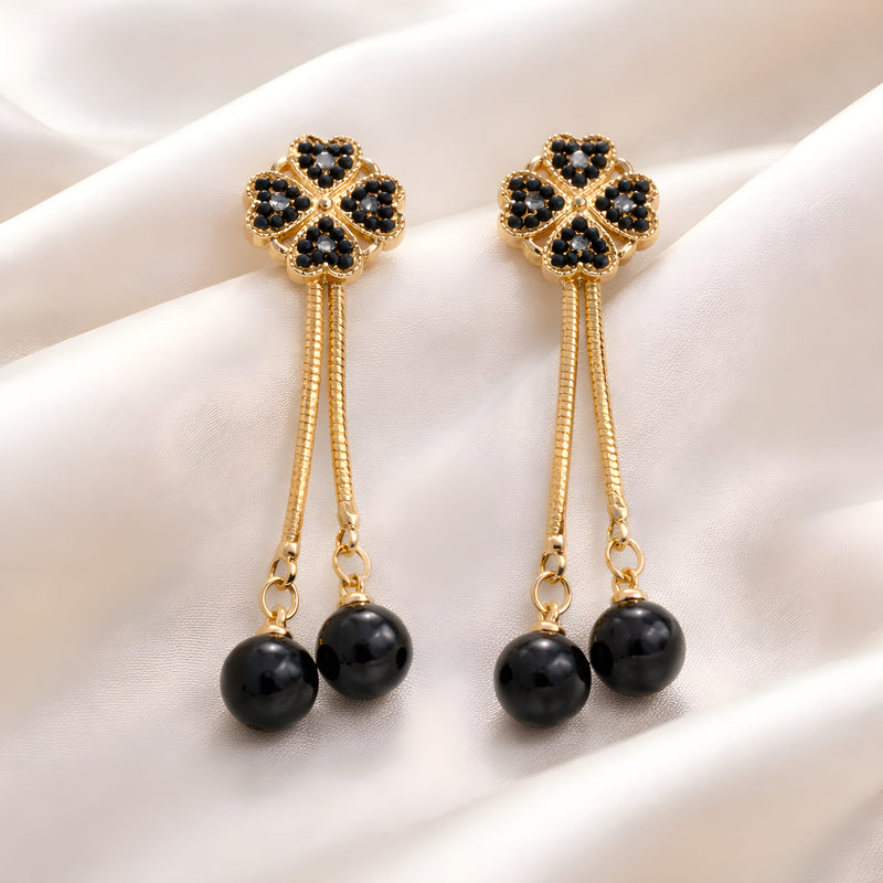 NNED022 ZYN Flower Tassel Pearl Drop Earrings