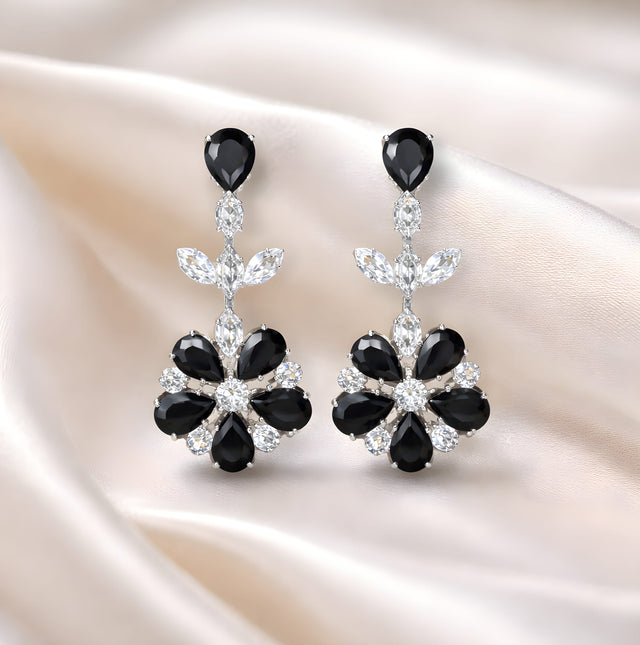 NNED027 ZYN Leaf & Flower Drop Earrings