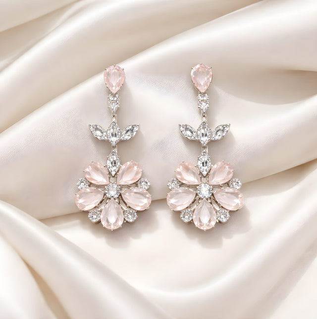 NNED027 ZYN Leaf & Flower Drop Earrings