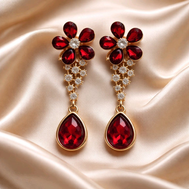 NNED047 ZYN Flower Teardrop Earrings