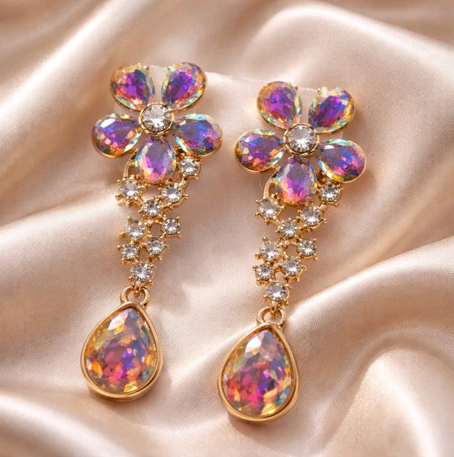NNED047 ZYN Flower Teardrop Earrings