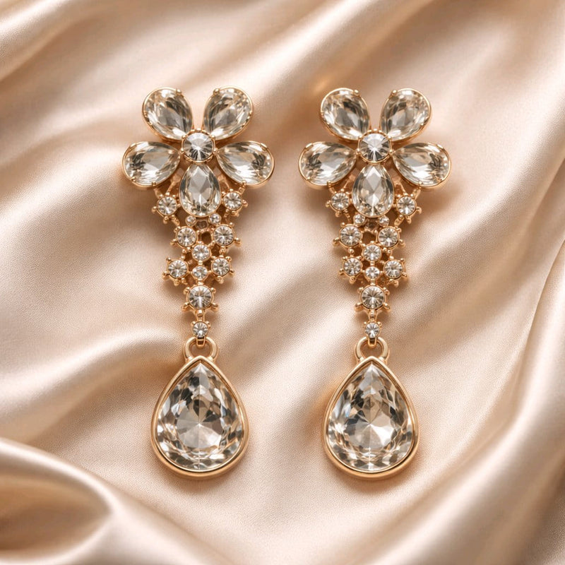 NNED047 ZYN Flower Teardrop Earrings
