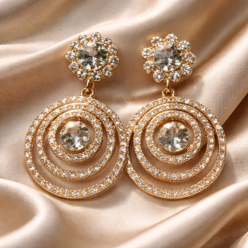 NNED048 ZYN Flower Round Layered Earrings
