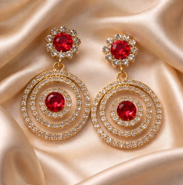 NNED048 ZYN Flower Round Layered Earrings