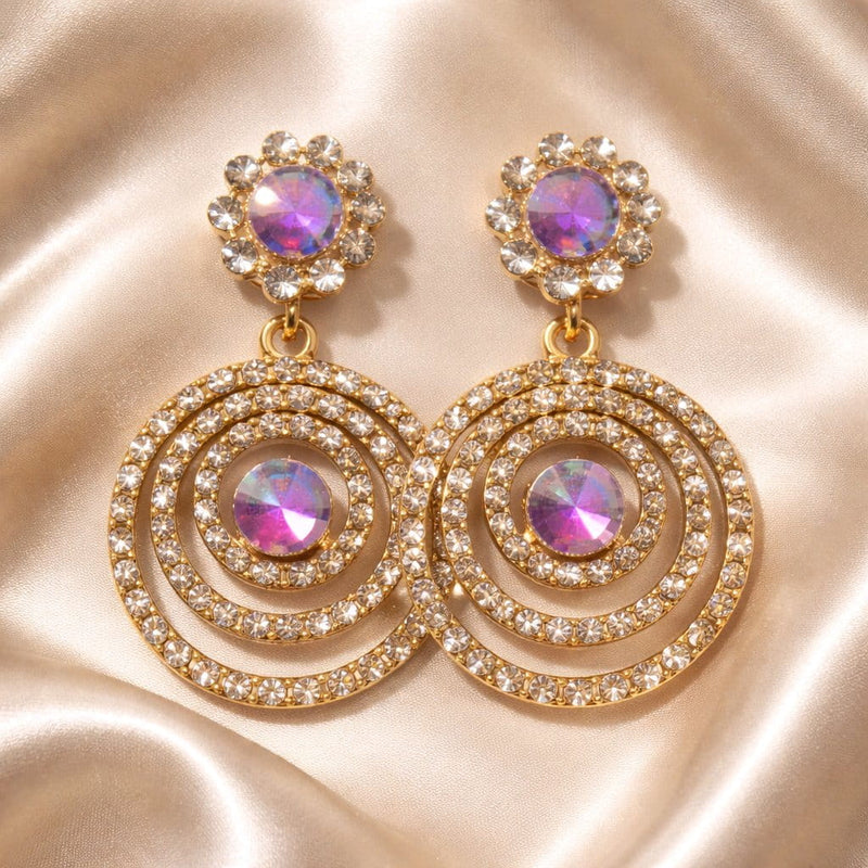NNED048 ZYN Flower Round Layered Earrings