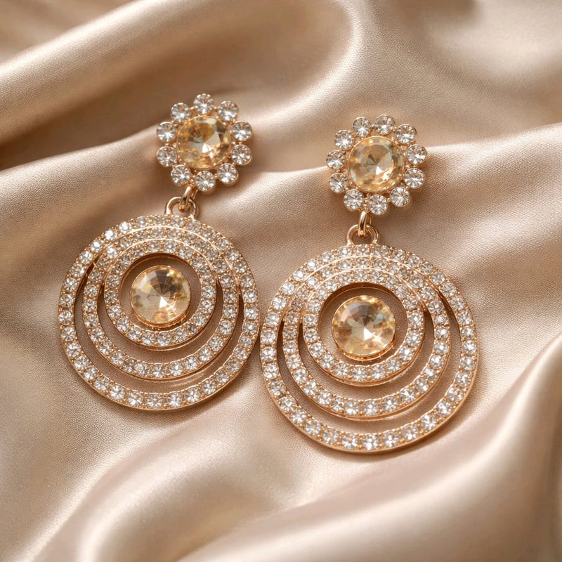 NNED048 ZYN Flower Round Layered Earrings