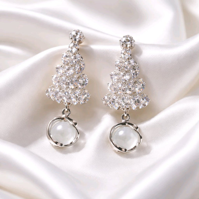 NNED055 ZYN Shiny Tree Pearl Drop Earrings