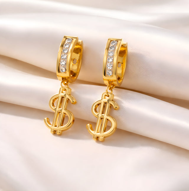 NNEH006 ZYN Dollar Stainless Steel Ear Hoops
