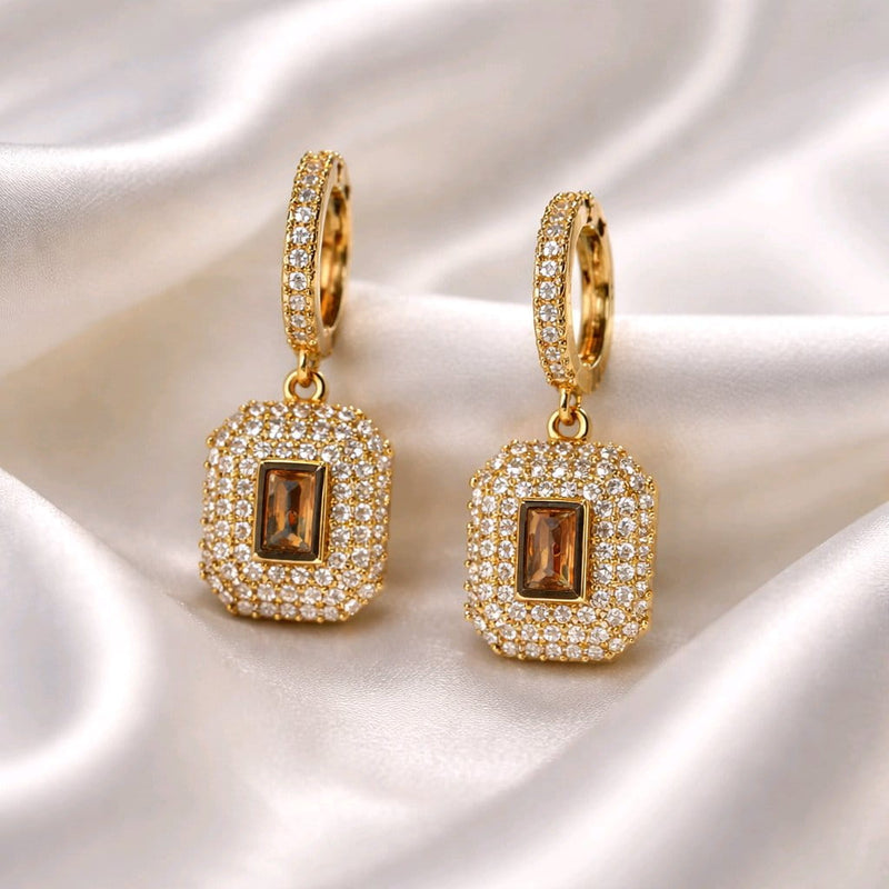 NNEH008 ZYN Squared Layered Drop Ear Hoops