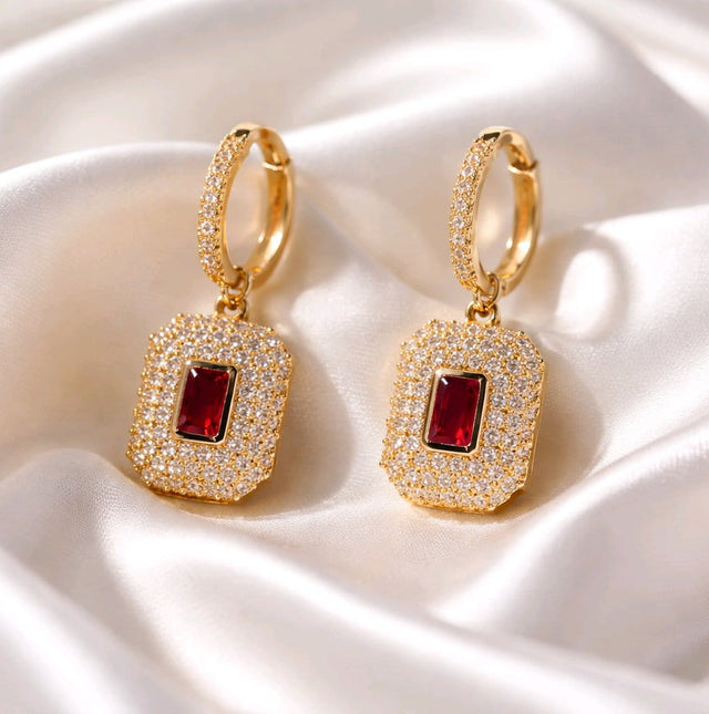 NNEH008 ZYN Squared Layered Drop Ear Hoops