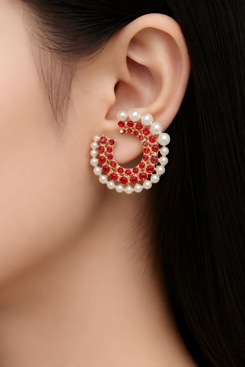 NNET004 ZYN Layer Stones & Pearl Ear Tops