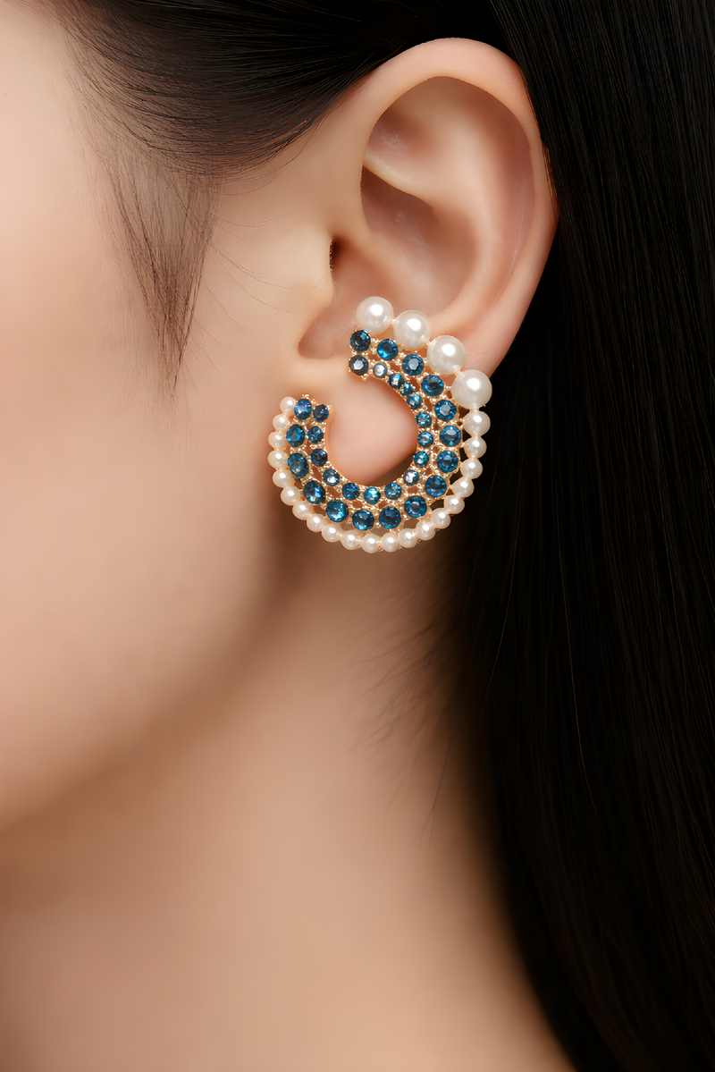 NNET004 ZYN Layer Stones & Pearl Ear Tops