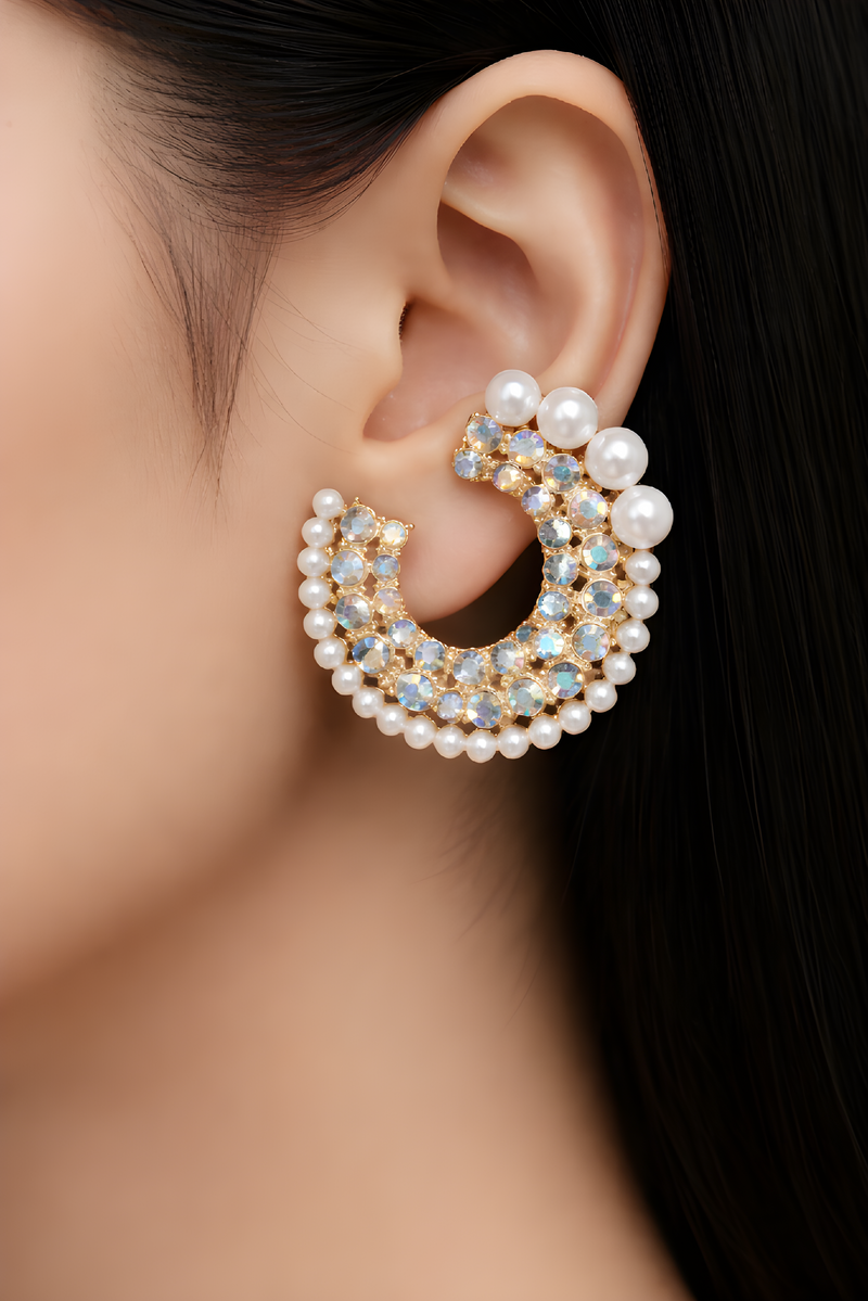 NNET004 ZYN Layer Stones & Pearl Ear Tops