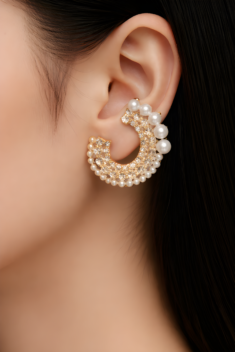 NNET004 ZYN Layer Stones & Pearl Ear Tops