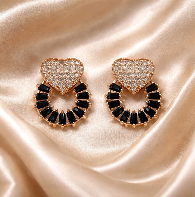 NNET016 ZYN Heart Round Ear Tops