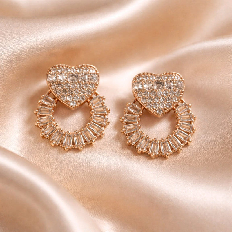 NNET016 ZYN Heart Round Ear Tops