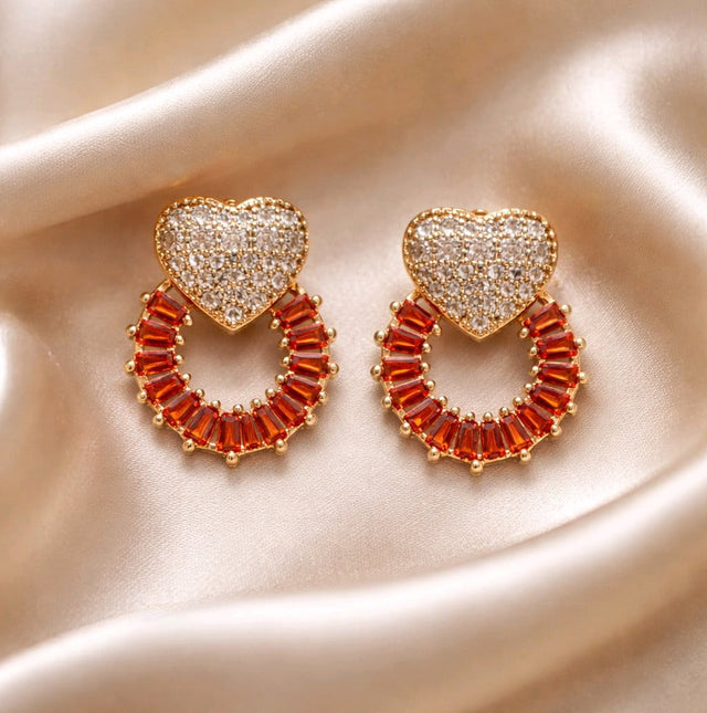 NNET016 ZYN Heart Round Ear Tops