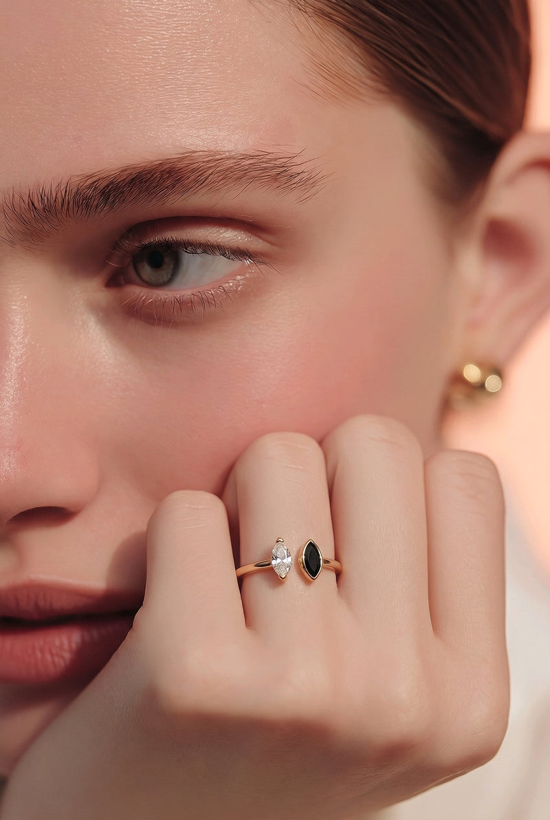 NNGR009 ZYN Marquise Adjustable Ring