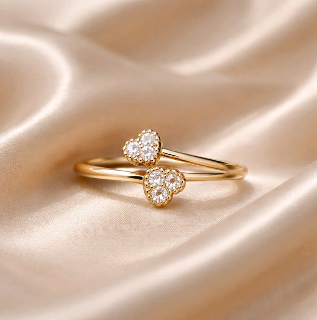 NNGR024 ZYN Double Heart Adjustable Ring