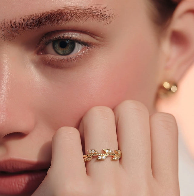 NNGR028 ZYN Leaf Adjustable Ring