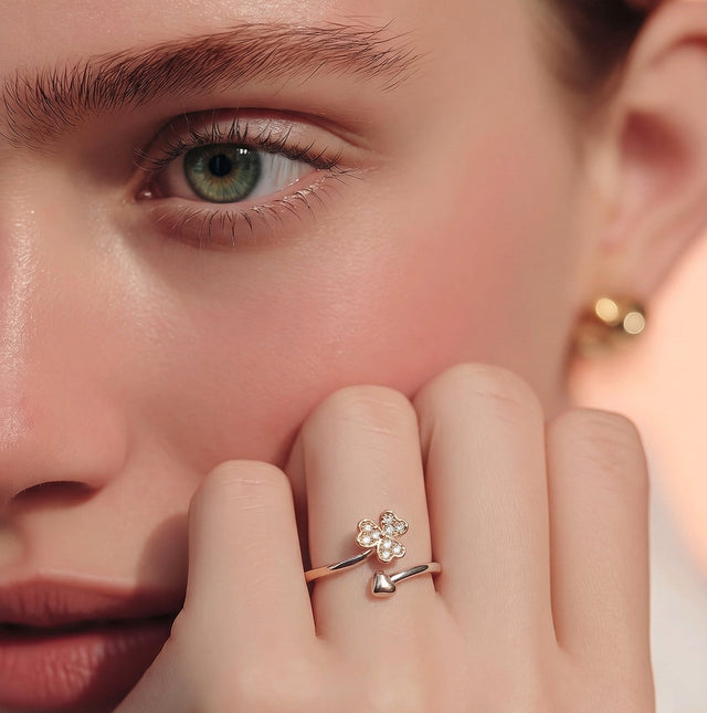 NNGR029 ZYN Flower Adjustable Ring