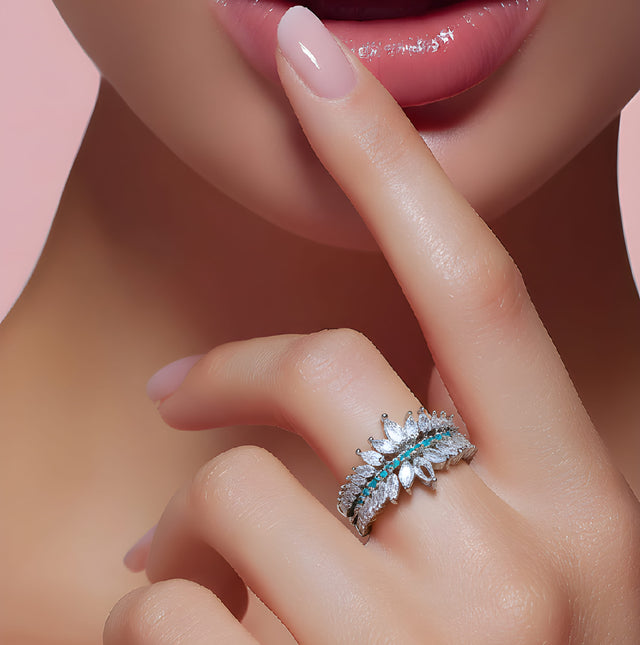 NNSR001 ZYN Leaf Silver Ring