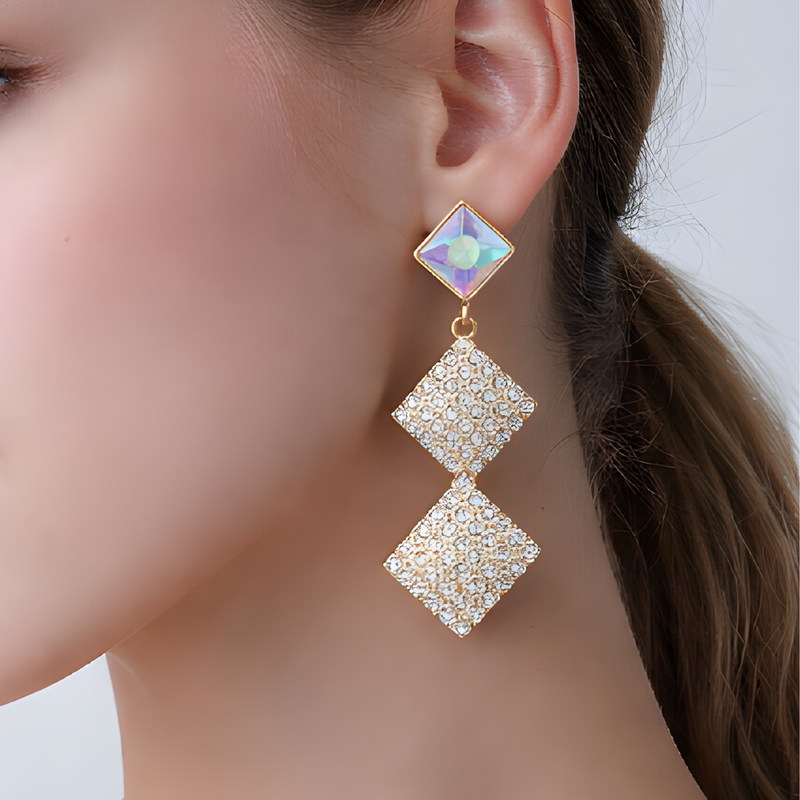 NNED002 ZYN Pearl Square Drop Earrings