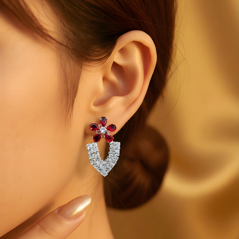 NNET001 ZYN V-Flower Ear Tops – Silver Plated